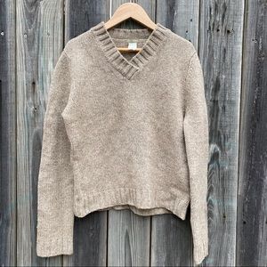 J.CREW VNECK MERINO WOOL SWEATER TAUPE SMALL MEN